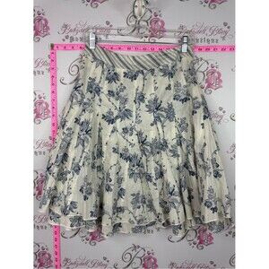 Oxmo Floral Circle Skirt in Cream and Navy